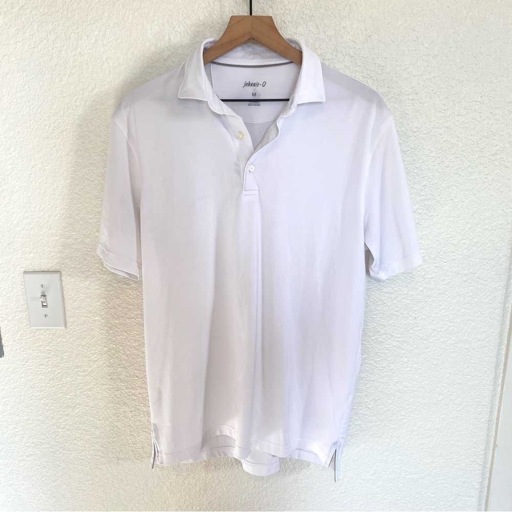 Johnnie-O Men's Medium White Polo Shirt Stretch Performance Casual Golf